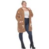 Plus Hooded Open Front High Pile Fleece Coat - White Mark - 3 of 4