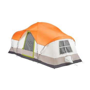 Tahoe Gear Olympia 10 Person 3 Season Outdoor Hiking Family Backpack Camping Tent, Orange and Green