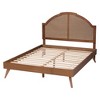 Baxton Studio King Ridgely Wood and Rattan Platform Bed Walnut Brown - 4 of 4