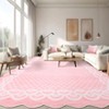 Washable Modern Scalloped Rug Non Slip Low Pile Rug Soft Contemporary Floor Cover Foldable Indoor Carpet for Living Room Bedroom Playroom Nursery - 3 of 4