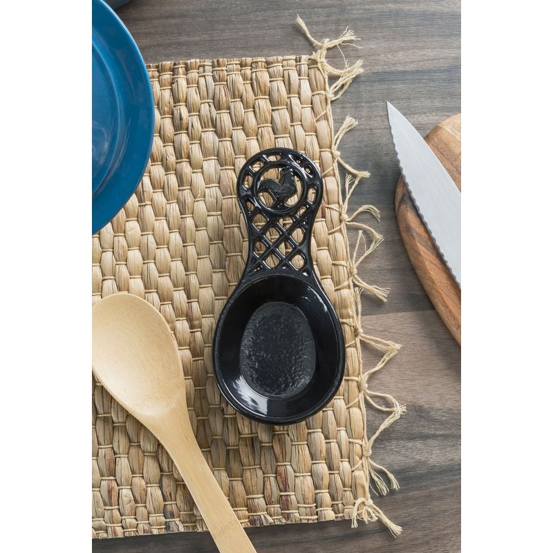 Home Basics Cast Iron Rooster Spoon Rest, Black, 4 of 5