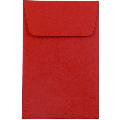 JAM Paper #1 Coin Business Colored Envelopes 2.25 x 3.5 Red Recycled 356730632