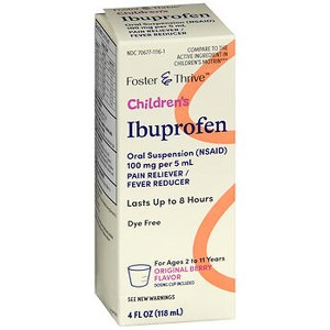 Foster & Thrive Children’s Ibuprofen 100mg, Berry, Liquid Pain Reliever and Fever Reducer for Kids in Tasty Berry Flavor  4 Oz - 1 of 2