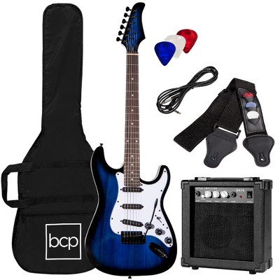 Best Choice Products 39in Full Size Beginner Electric Guitar Kit with Case, Strap, Amp, Whammy Bar