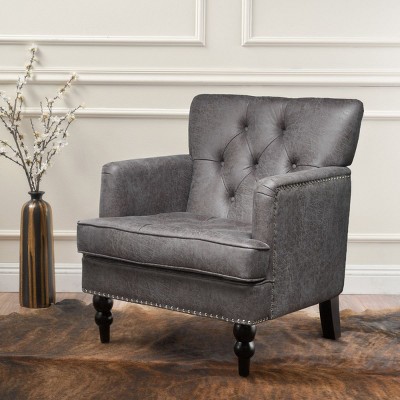 Upholstered Accent Chairs Living Room Chairs Wide Armchair Sale,Club Chair With Tufted Back And Nailhead Trim-Cuddlewood