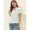 Allegra K Women's Bow Tie Neck Short Sleeve Floral Printed Chiffon Blouse - 2 of 4