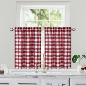 Buffalo Plaid Gingham Farmhouse Kitchen Curtains for Bathroom - 1 of 3