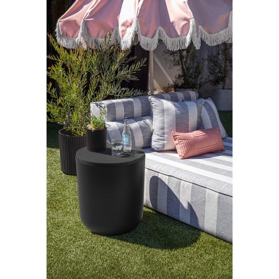 Veradek Black Round Concrete-Plastic Cooler Side Table