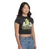 Shrek Character Logo Women's Black MIneral Wash Crew Neck Short Sleeve Cropped Baby Tee - 2 of 4