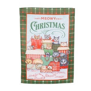 Evergreen Meowy Christmas Suede Garden Flag 12 x 18 Inches Indoor Outdoor Decor - 1 of 4