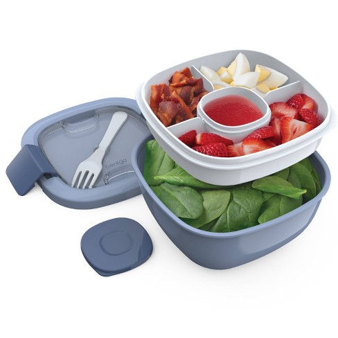 Bentgo Salad Stackable Lunch Container With Large 54oz Bowl, 4-compartment  Tray & Built-in Fork - Slate : Target