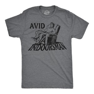 Mens Funny T Shirts Avid Indoorsman Sarcastic Introverted Graphic Novelty Tee for Men - Crazy Dog Men's T Shirt for Introverts - 1 of 4