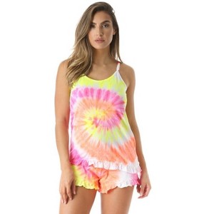 Just Love Tie Dye Pajama Short Set with Ruffle Detail | Womens PJ Set - 1 of 3