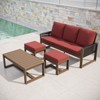 EAGLE PEAK 4 Pieces Natural Cedar Wood Conversation Set, Outdoor Patio Furniture with 2 Ottomans and Coffee Table - 2 of 4