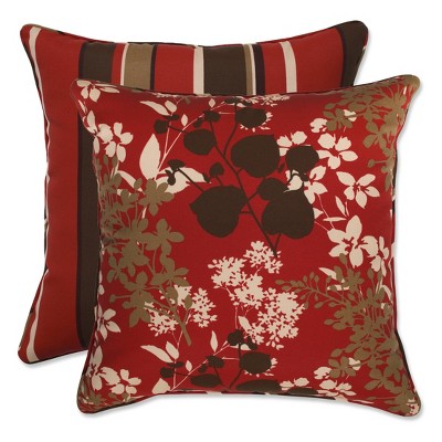 red and brown accent pillows