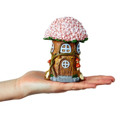Miniature Fairy Garden Kit with Pink Tree House and Figurines