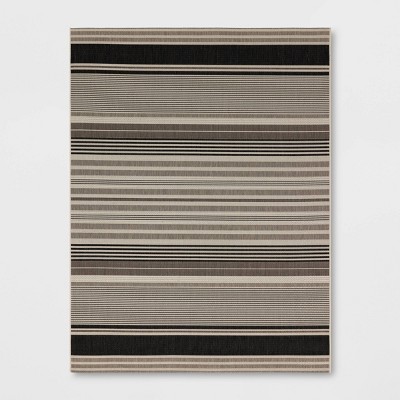 5'3"x7' Striped Outdoor Area Rug Brown/Black - Threshold™