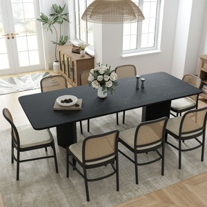 79" Farmhouse Large Rectangle Brown Dining Table for 6-8 People with V-Shaped Legs for Dining Room and Living Room - 1 of 4