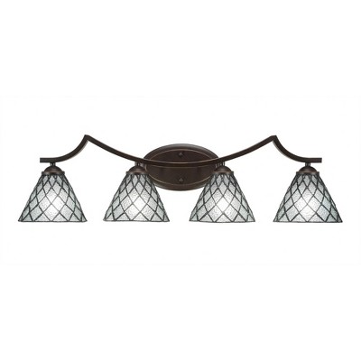 Toltec Lighting Zilo 4 - Light Vanity in  Dark Granite with 7" Diamond Ice Art Glass Shade
