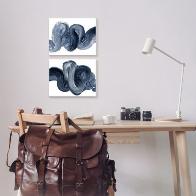 Abstract Blue and Gray Brushstroke Canvas Print Set