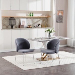 DOMETOUR Iron-Footed Dining Chair with Adjustable Foot Pads Suitable for Dining Room Living Room Study Room Set of 2 - 1 of 4