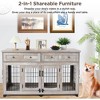 58" Dual-Room Dog Crate Furniture w/2 Drawers, Chew-Proof MDF Kennel Cabinet, Rustic - 4 of 4