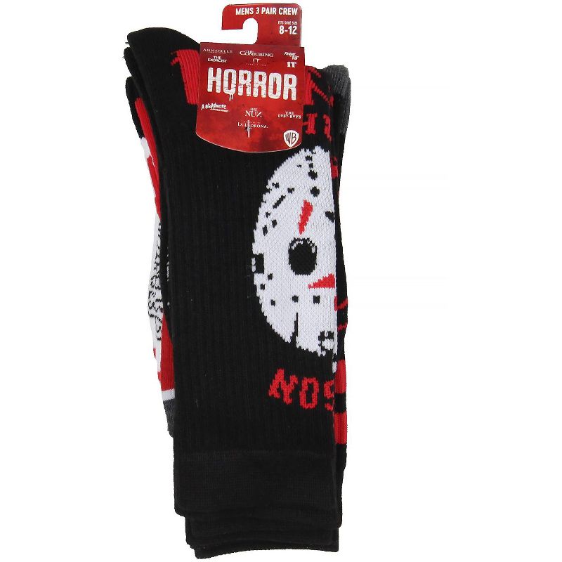 Horror Movie Friday The 13th A Nightmare On Elm Street IT Crew Socks Size 8-12 Multicoloured, 5 of 6