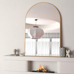APRILSOUL 24x32 Inch Gold Metal Framed Arched Bathrrom Mirror for Wall - 1 of 4