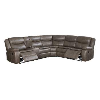 119" Tavin Sectional Sofa Taupe Leather Aire Match - Acme Furniture