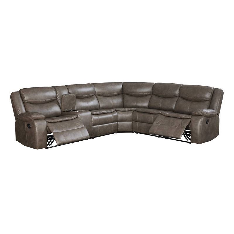 119&#34; Tavin Sectional Sofa Taupe Leather Aire Match - Acme Furniture, 1 of 10