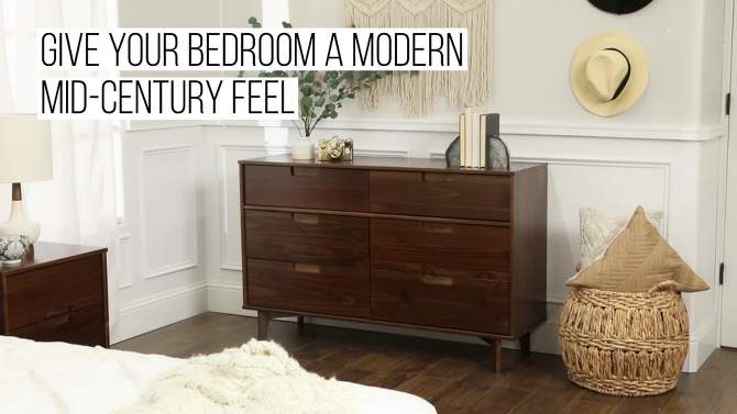 Mid-Century Modern Groove Wood 6 Drawer Dresser - Saracina Home, 2 of 24, play video