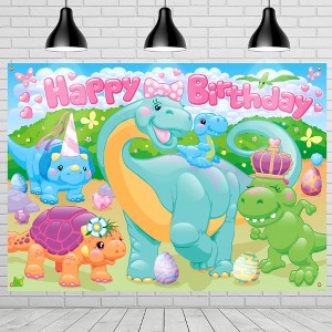 Treasures Gifted Girl Dinosaur Backdrop - Girl Dinosaur Party Supplies - 1 of 1