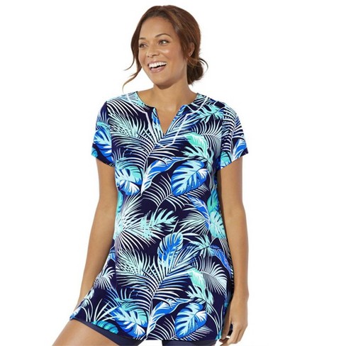 Swimsuits For All Women's Plus Size Chlorine Resistant Swim Tunic - 18,  Blue : Target