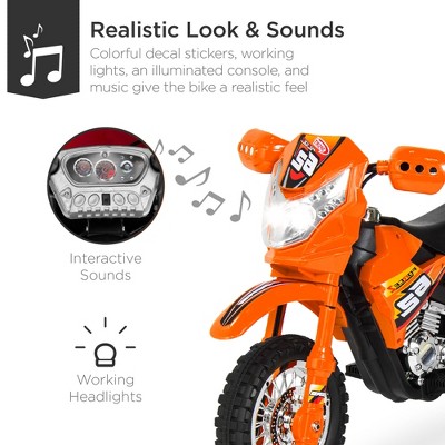 6V Orange Kids Electric Ride-On Motorcycle with Training Wheels