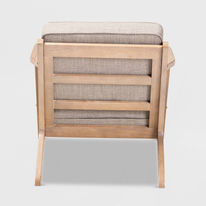 Sigrid Fabric Upholstered Wood Armchair Light Gray/Antique Oak - Baxton Studio, 5 of 10