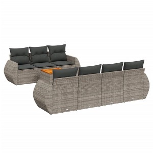 vidaXL 8 Piece Patio Sofa Set with Cushions Gray Poly Rattan - Gray - 1 of 4