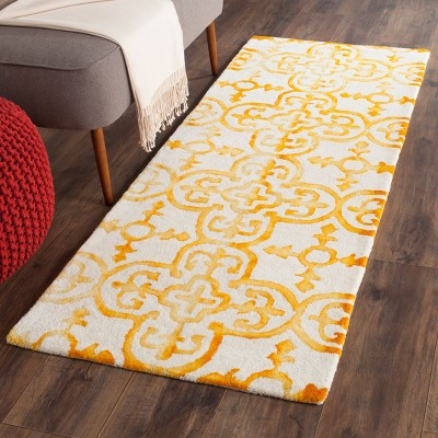 Ivory and Gold Hand-Tufted Wool Runner Rug