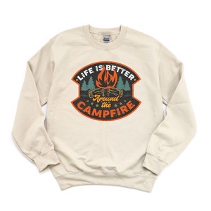 Simply Sage Market Women's Life Is Better Around The Campfire Badge Gildan Sweatshirt - 1 of 2