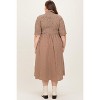 Pinkblush Mocha Gingham Smocked Button Down Maternity Plus Midi Dress - 4 of 4