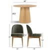 5-Piece Round Dining Table Set, 42'' Oak Pedestal Table with 4 Linen Dining Chairs, Solid Wood Legs, Kitchen or Apartment Furniture-Maison Boucle - 4 of 4