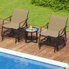 Tangkula Patio Glider Chair Set of 2 w/ Curved Teak Armrests & Breathable Fabric Seat - 4 of 4