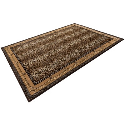 7x10 Brown and Beige Synthetic Animal Print Area Rug