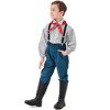Kids Pioneer Pantset Boys Villager Long Sleeve Top and Overalls Red Headscarf Colonial Shirt - 3 of 4