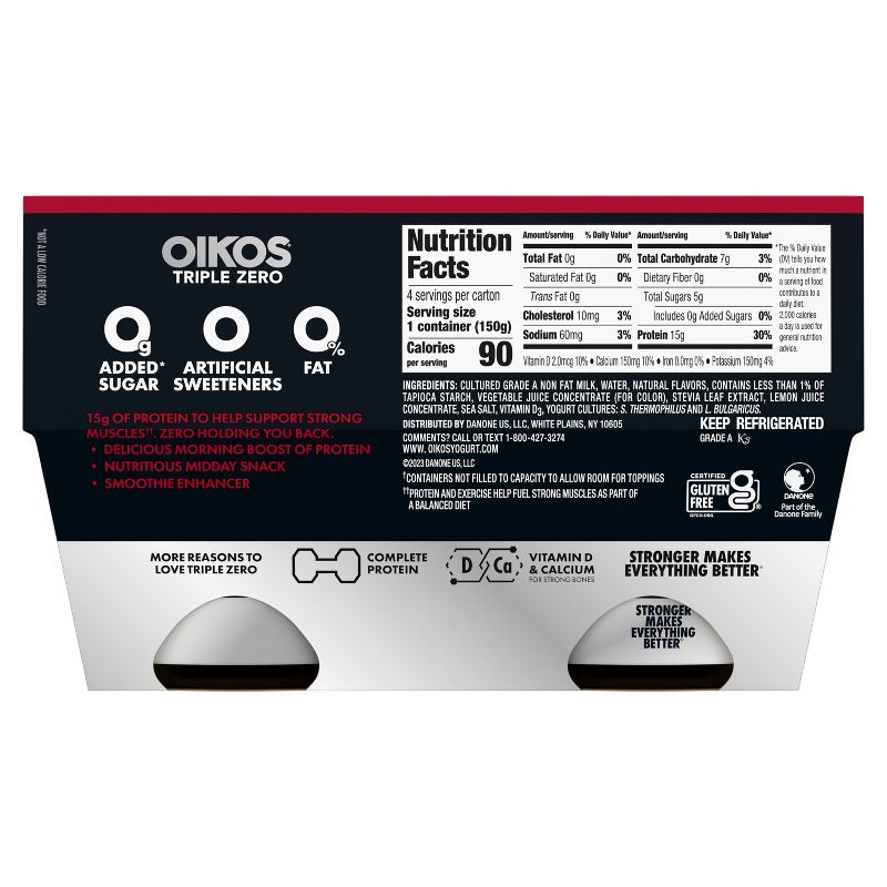 Oikos Triple Zero Cherry Greek Yogurt - 4ct/5.3oz Cups, 5 of 14