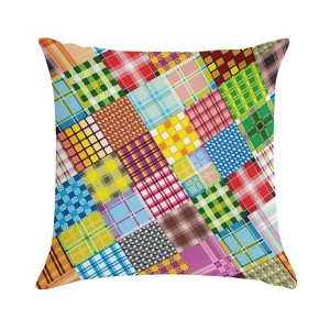 Colorful Plaid Tartan Vivid Flamingo Hummingbird Pillow Covers 18x18 Decorative Throw Pillows Soft Square Cushion Covers for Couch Sofa Bedroom - 1 of 1