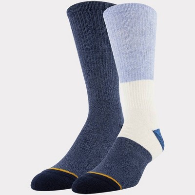 Signature Gold by GOLDTOE Men's Native Nomad Crew  Colorblock Sport Socks 2pk - Denim