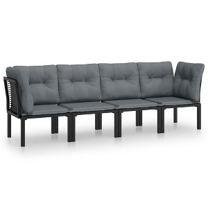 vidaXL 4 Piece Patio Lounge Set Black and Gray Poly Rattan - 1 of 1