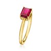 Pure Collection by Ross-Simons 0.80 Carat Emerald-Cut Lab-Grown Ruby Ring in 18kt Gold Vermeil - 3 of 4