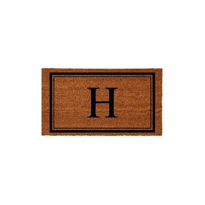 Evergreen Monogram Indoor Outdoor 100% Natural Coir Doormat 28" x 16" |  Letter  "H"