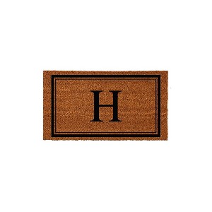 Evergreen Monogram Indoor Outdoor 100% Natural Coir Doormat 28" x 16" |  Letter  "H" - 1 of 4